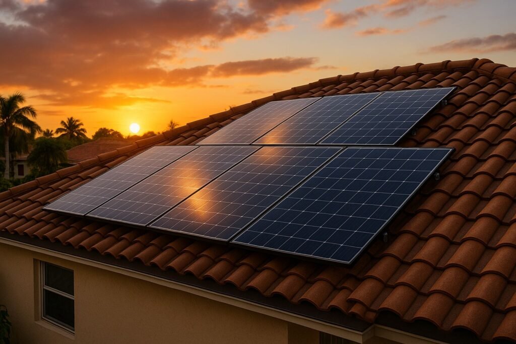 solar panels on tile roof