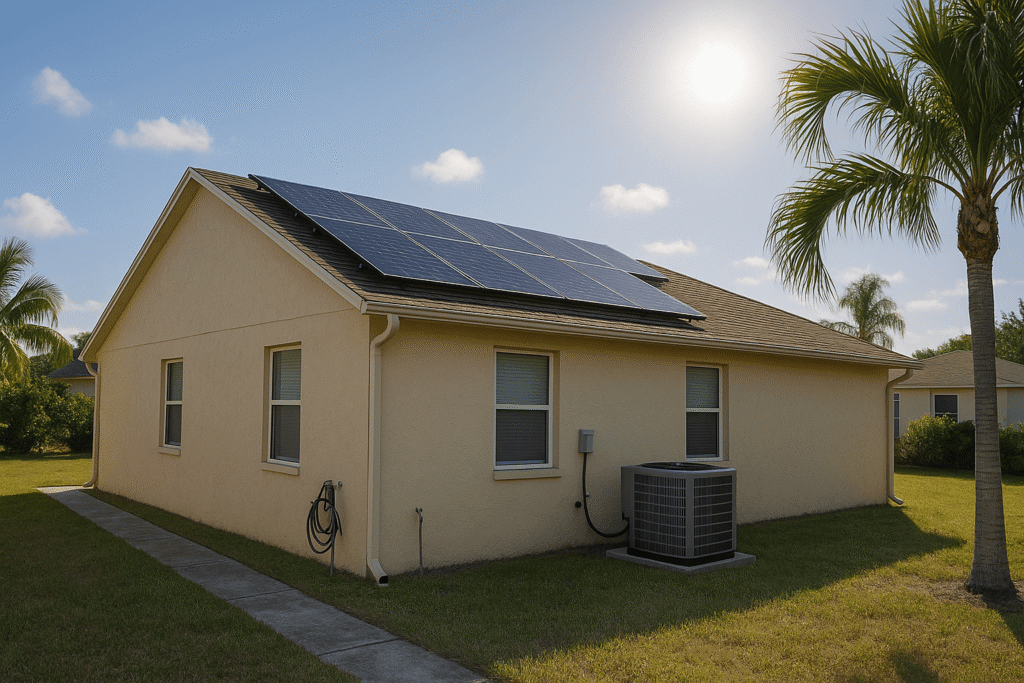South Florida Home with Solar panel and AC unit